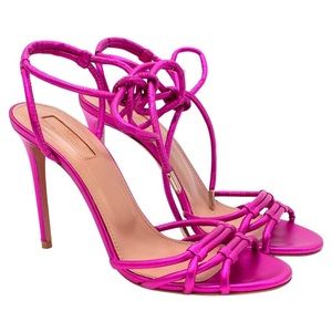 Aquazurra Laura Pink Metallic Heels 36